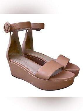 STUART WEITZMAN Pink/Nude Leather Platform Sandals w/ Ankle Straps
